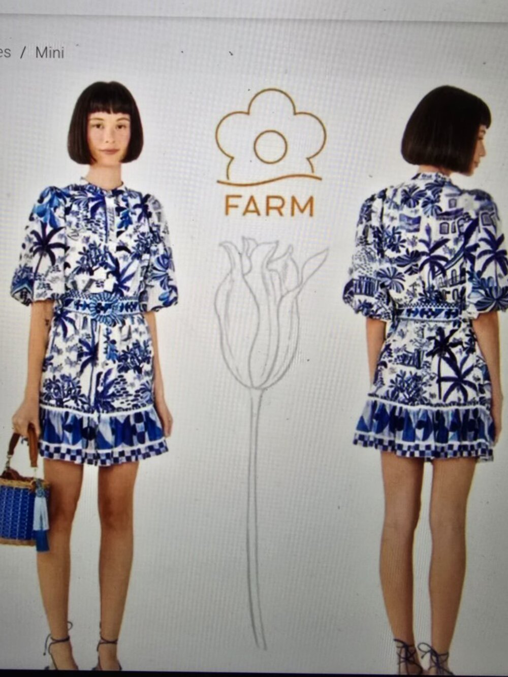 Farm Rio Sweet Rio Puff Sleeve Mini Dress